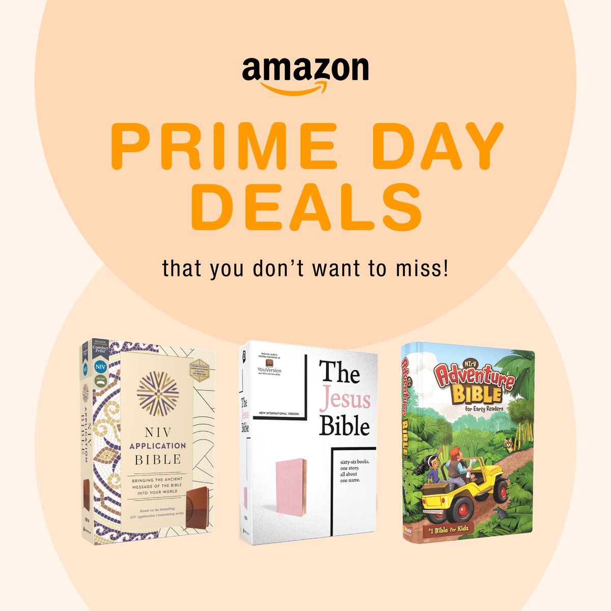 NIVBible's tweet image. Now through July 11, save on many bestselling NIV Bibles during Amazon Prime Days! Check out all that are on sale and start shopping for Christmas in July! bibl.es/4l3aADz