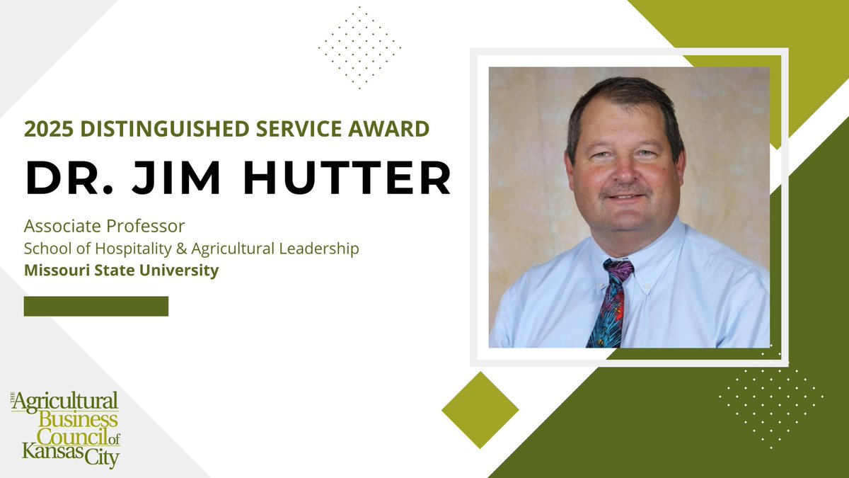 🌟Distinguished Service Award Highlight🌟
The Council will formally recognize Dr. Jim Hutter at a reception in Kansas City on July 10.
To learn more about the 2025 Distinguished Service Award recipients, visit: agbizkc.com/news/2025/6/9/…
