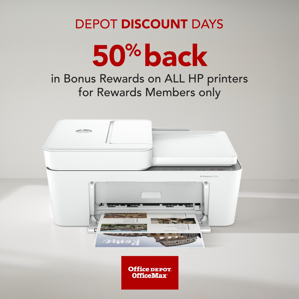 During Depot Discount Days, Rewards Members get 50% back in Bonus Rewards on ALL HP printers. 🖨️ Don't miss this limited-time offer—online and in store! Ends 7/12/25 bit.ly/40xoIgc