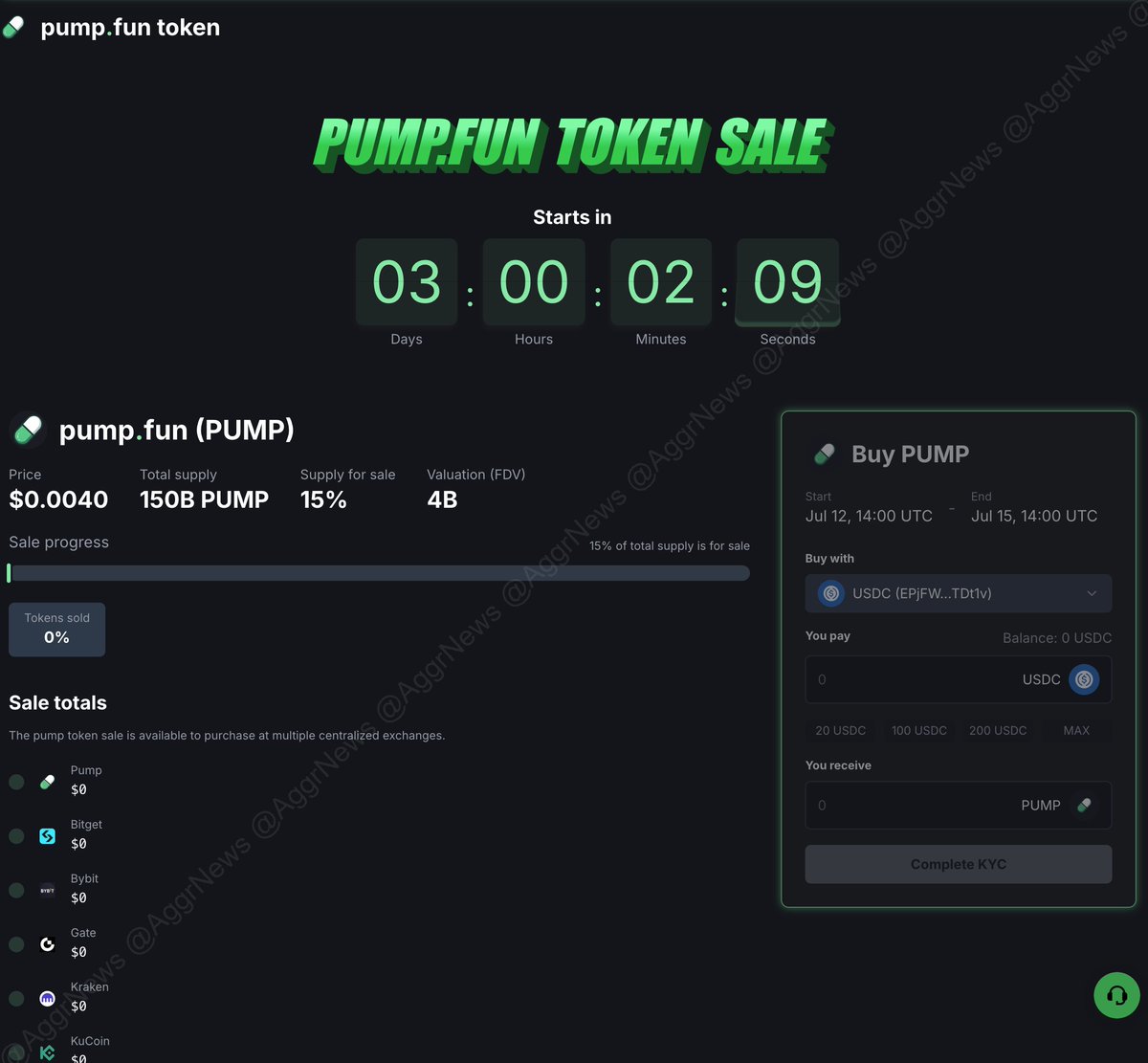 PUMP.FUN ANNOUNCES 600M SALE, RAISE IN STABLES, COUNTDOWN INDICATES 12TH JULY START
