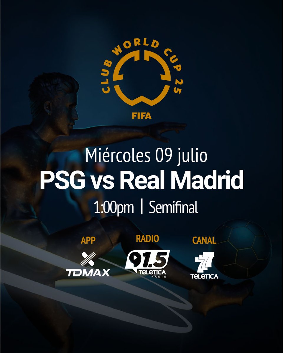 Todo el contenido del #MundialDeClubes puede encontrarlo aquí: ow.ly/GPUI50WlWsJ.

Este es el partido para hoy y las plataformas en las que los puede disfrutar.