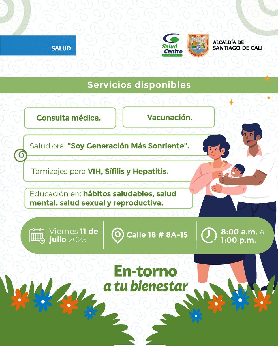 🩺 ¡La salud y el bienestar para todos! 💚💙

En el marco del #PIC, la Red de Salud del Centro, te invita a una jornada para cuidarte.

📆 11 de julio
🕗 8:00 a.m. - 1:00 p.m.
📌 Calle 18 #8A-15

#RedDeSaludDelCentro #EntornoATuBienestar #SaludPública #SaludParaTodasYTodos