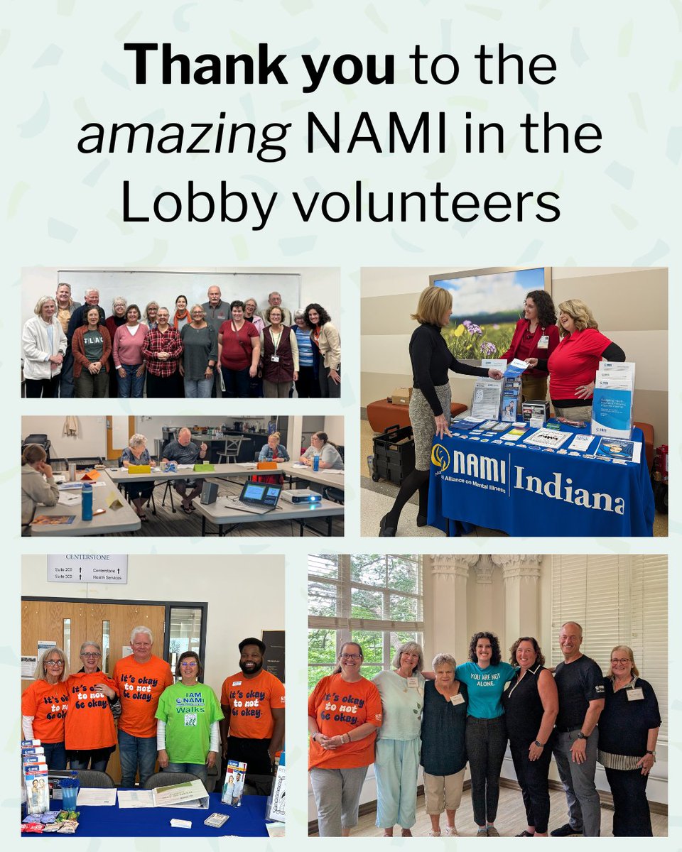 Celebrating 2 years of NAMI in the Lobby in Indiana! For two years, volunteers with lived experience have been a calm, compassionate presence for families facing mental health crises. Thank you to everyone who’s made a difference, one conversation at a time!🎉💚