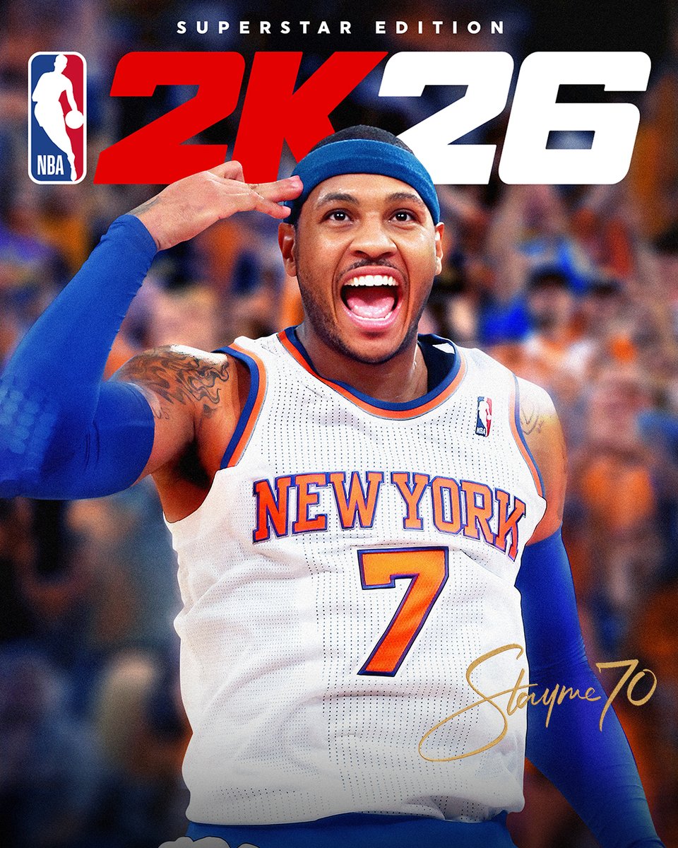 espn's tweet image. SUPERSTAR STATUS 🤩

Carmelo Anthony is the cover athlete for the Superstar Edition of NBA 2K26 🔥