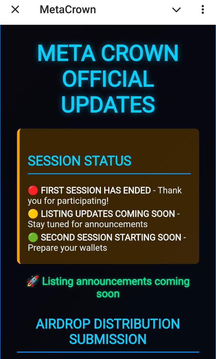 meta_crowns's tweet photo. Update alert meta crown mining first season ended  go start again mining web app and submit details for getting distribution thank you for participating 
Listing announcement soon........
@Meta_Crowns_bot https://t.co/NU6AYSjmi3