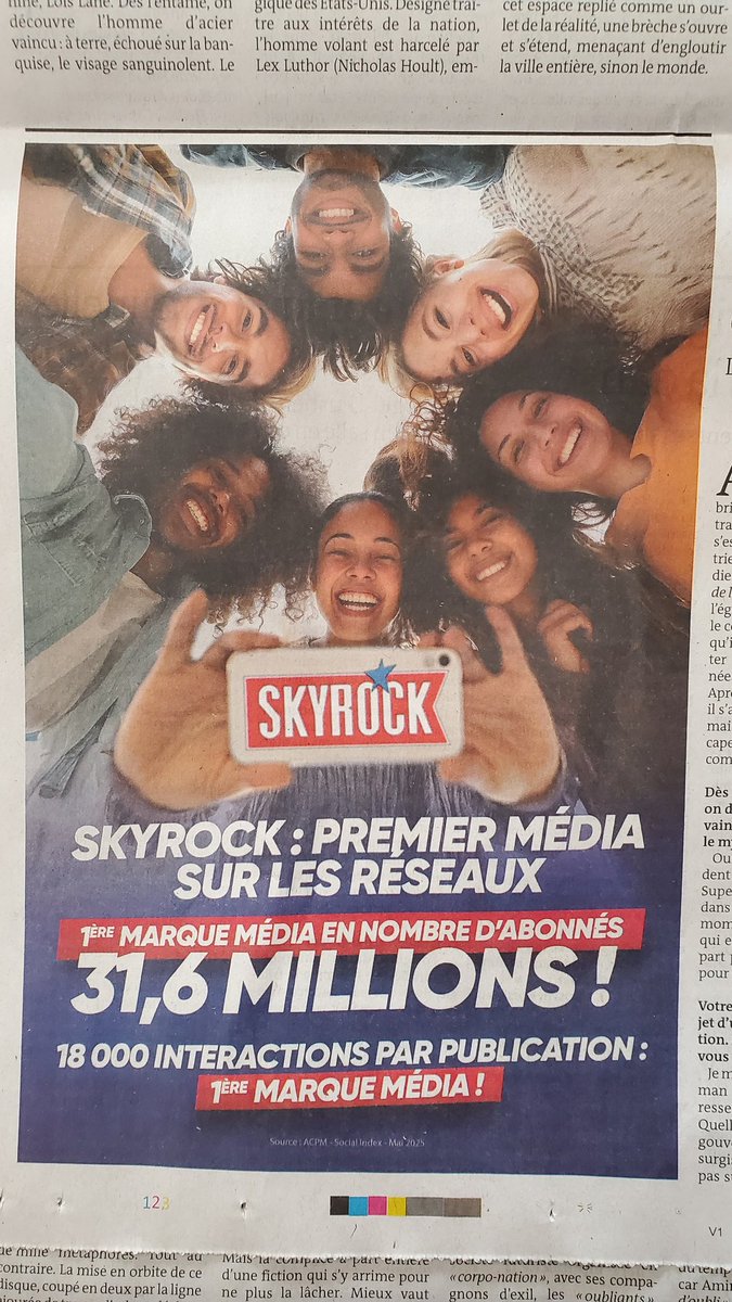 Vu dans la presse : #Skyrock s'affiche dans Le Monde avec ses performances sur les réseaux sociaux.