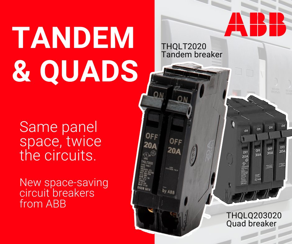 ncelec's tweet photo. ABB Tandem and Quad circuit breakers let you have twice the amount of breakers in the same space!
Check out more at North Coast here:
https://t.co/F5xxy3QBKw https://t.co/zHZIKZAJ2p