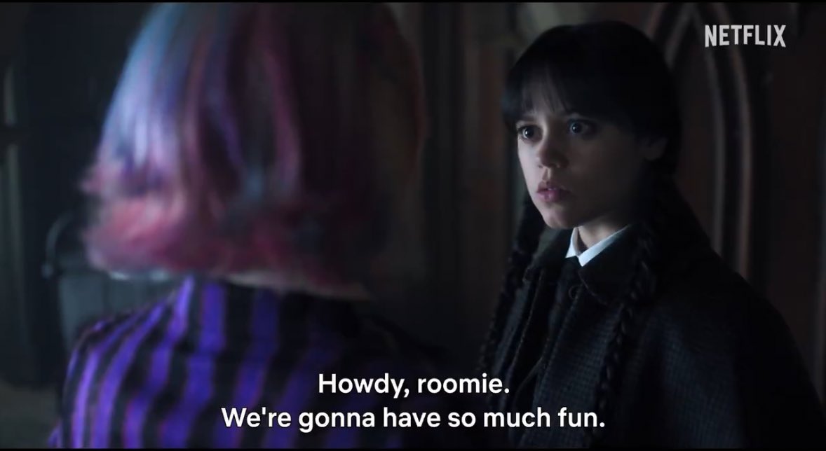 edinsinclair's tweet photo. not enid saying theyre gonna have  fun and seconds later wednesday says shes gonna die 💀 https://t.co/PylwssNPa8