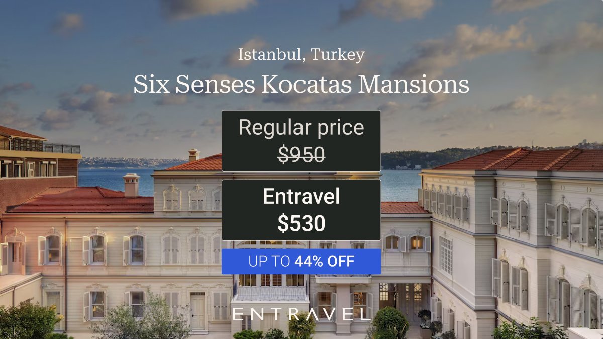 Discover a Bosphorus gem - Six Senses Kocatas Mansions. Now with 44% off, for Entravel members.

💰 Regular price: $950
🔥 Entravel price: $530

Prices may vary and could change from the time this post was published until booking on Entravel.

Book here: entravel.com/hotel/44123309…
