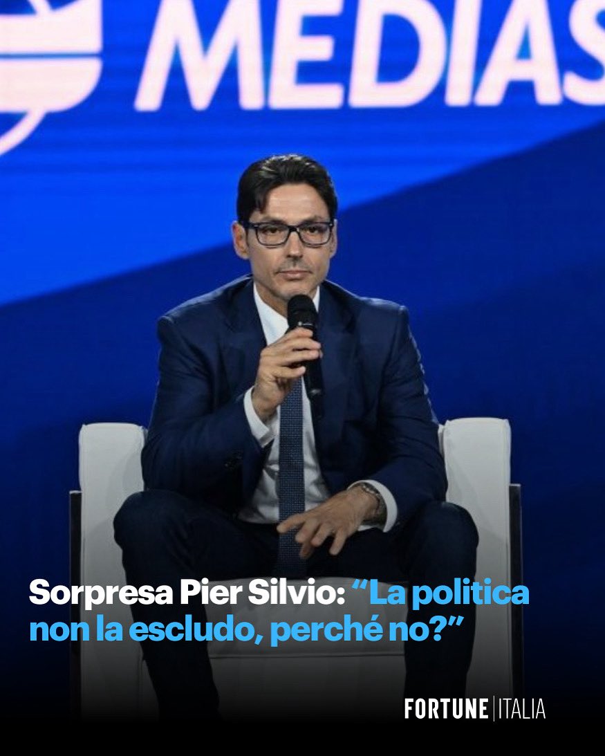 Pier Silvio Berlusconi, ai palinsesti Mediaset, parla non solo di ascolti e novità TV, ma anche di governo e di una possibile discesa in campo.

Scopri l’editoriale del direttore <a href="/AnnalisaChirico/">Annalisa Chirico</a> 👇

fortuneita.com/2025/07/09/sor…