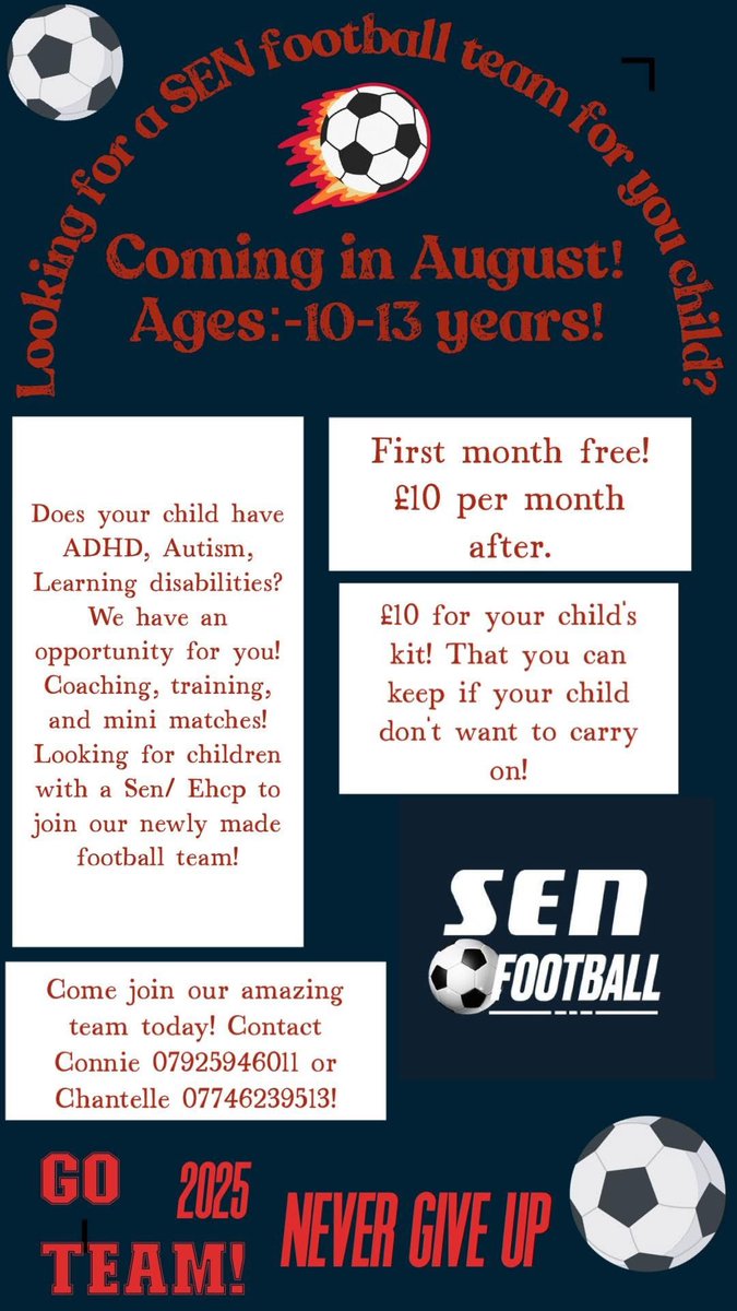 Looking for an inclusive football team for your child? See attached poster which has been shared by one of our parents.