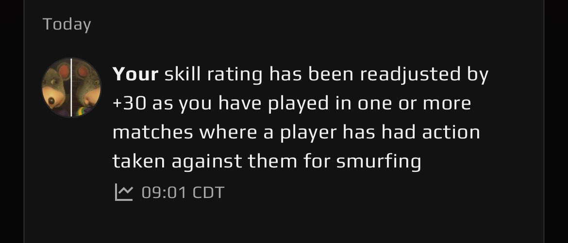 Today is a good day, saysmyth got banned for… Smurfing…