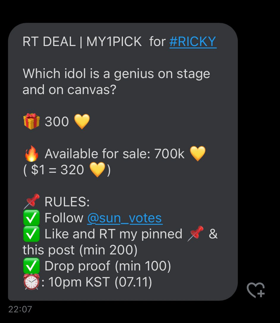 mimi__rzz's tweet photo. RT DEAL | MY1PICK for #RICKY
Which idol is a genius on stage and on canvas?
๐ 300 ๐
๐ฅ Available for sale: 700k ๐ ( $1 = 320 ๐)
๐ RULES:
โ
Follow @sun_votes
โ
Like and RT my pinned ๐ & this post (min 200)
โ
Drop proof (min 100)
โฐ: 10pm KST (07.11) https://t.co/XiYjsb0w3x