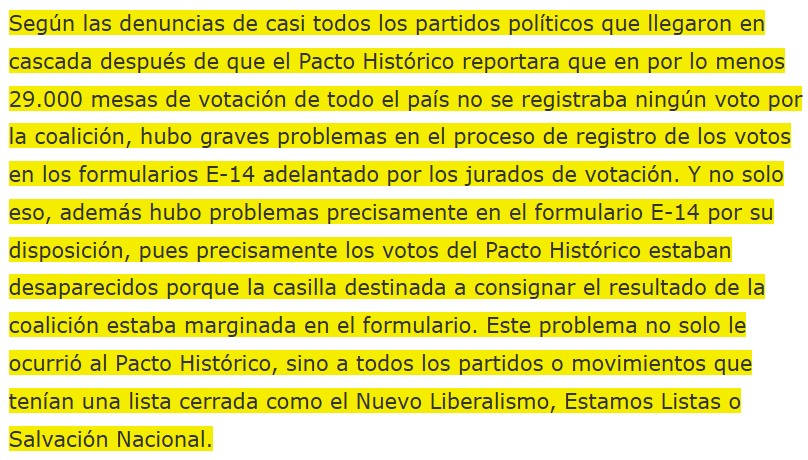 DanielMonroyH's tweet photo. En las pasadas elecciones, Thomas Greg & Sons marginó la casilla del @PactoHistorico en al menos 29.000 mesas. Ante este robo mayúsculo, los testigos electorales tuvieron que recuperar cerca de 500.000 votos manualmente, lo que permitió rescatar tres curules. Curiosamente, una de ellas ya estaba en manos del Centro Democrático, partido del influencer/concejal que hoy guarda silencio. Por eso él está tranquilo con Thomas Greg al frente de las elecciones. Nosotros no podemos estarlo.