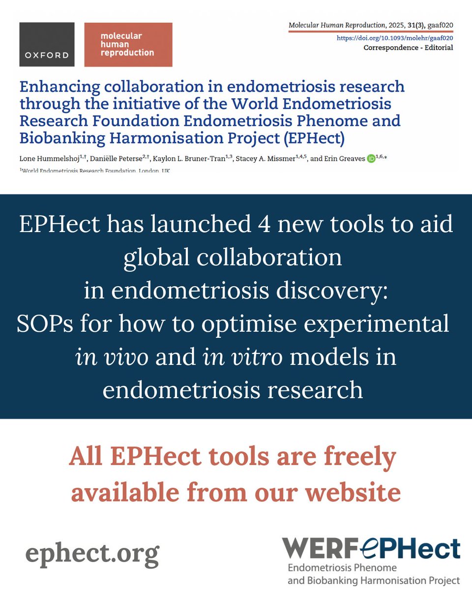 Endometriosis.org (@endometriosis) on Twitter photo #EPHect today publishes SOPs to optimise use of experimental in vivo + in vitro models in #endometriosis research in <a href="/MHR_ReprodSci/">MHR | Foundations of Reproductive Science</a> (<a href="/ESHRE/">ESHRE</a>). Led by <a href="/erinadelle17/">A/Prof Erin Greaves</a> with 44 collaborators from 11 countries.
#womenshealth #womenshealthmatters #collaboration
ephect.org/press/endometr… #EPHect today publishes SOPs to optimise use of experimental in vivo + in vitro models in #endometriosis research in <a href="/MHR_ReprodSci/">MHR | Foundations of Reproductive Science</a> (<a href="/ESHRE/">ESHRE</a>). Led by <a href="/erinadelle17/">A/Prof Erin Greaves</a> with 44 collaborators from 11 countries.
#womenshealth #womenshealthmatters #collaboration
ephect.org/press/endometr…