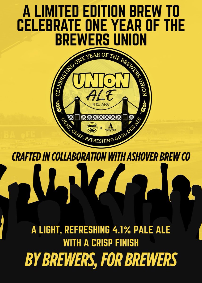 BrewersUnion24's tweet photo. Brewers Union open night

🗓️ 14th July

🕰️ 7pm

@TheDeviBurton 🍻

Limited edition Union Ale 🍻

See you there! 🟡⚫️

#BrewersUnion #UnionAle https://t.co/5Qdv8JIrjN