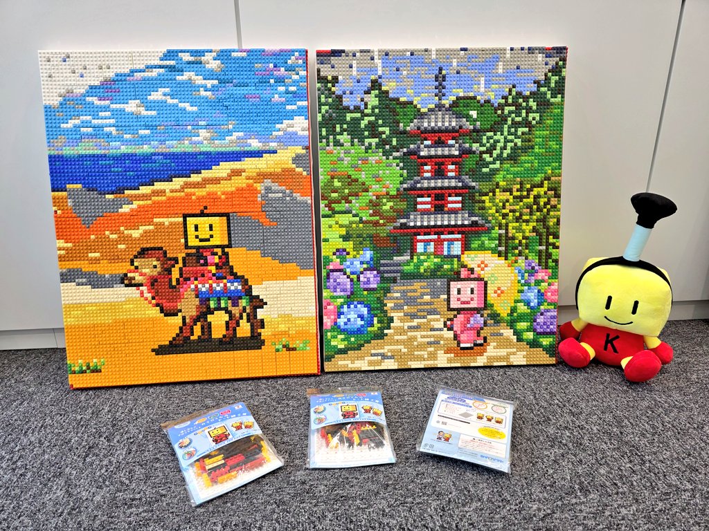 kairokun2010's tweet photo. よくショッピングモールやコンビニでも見かけるおもしろ消しゴム🗂️メーカーのイワコーさんとカイロくんはマブダチであり、特製巨大消しブロ作品を寄贈頂いたことがあるでん亭！🐫
カイロくんが作れるキットも販売中で裏の社長と握手するカイロくんが目印ダヨ���
#だいすきイワコーを称える投稿 https://t.co/knkUEALUXE
