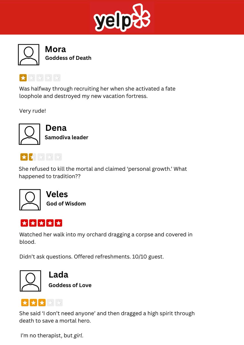 Achinora is what happens when you exile a samodiva and expect things to go according to plan.

The gods have spoken—and they’re leaving 1-star reviews.

★☆☆☆☆

🧝🏻‍♀️SAMODIVA = The Witcher x The Poppy War x Divine Rivals x Godkiller
#UnhingedPit #NA #A #F #R #Q #amquerying
