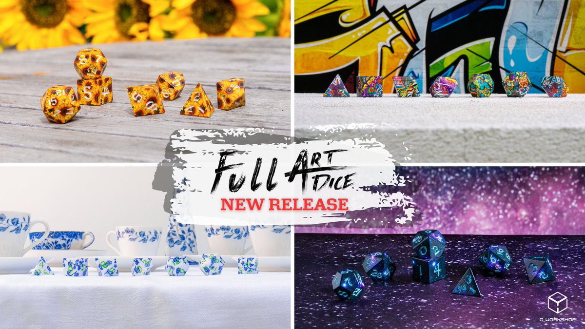 These dice are art you can roll. Every face illustrated.
🌻 Sunflowers
🎨 Graffiti
💎 Porcelain
🌌 Stardust
Fully painted. Runic-engraved. Game-changing.
✨ Full Art Dice Sets are here bit.ly/4ktfM2u