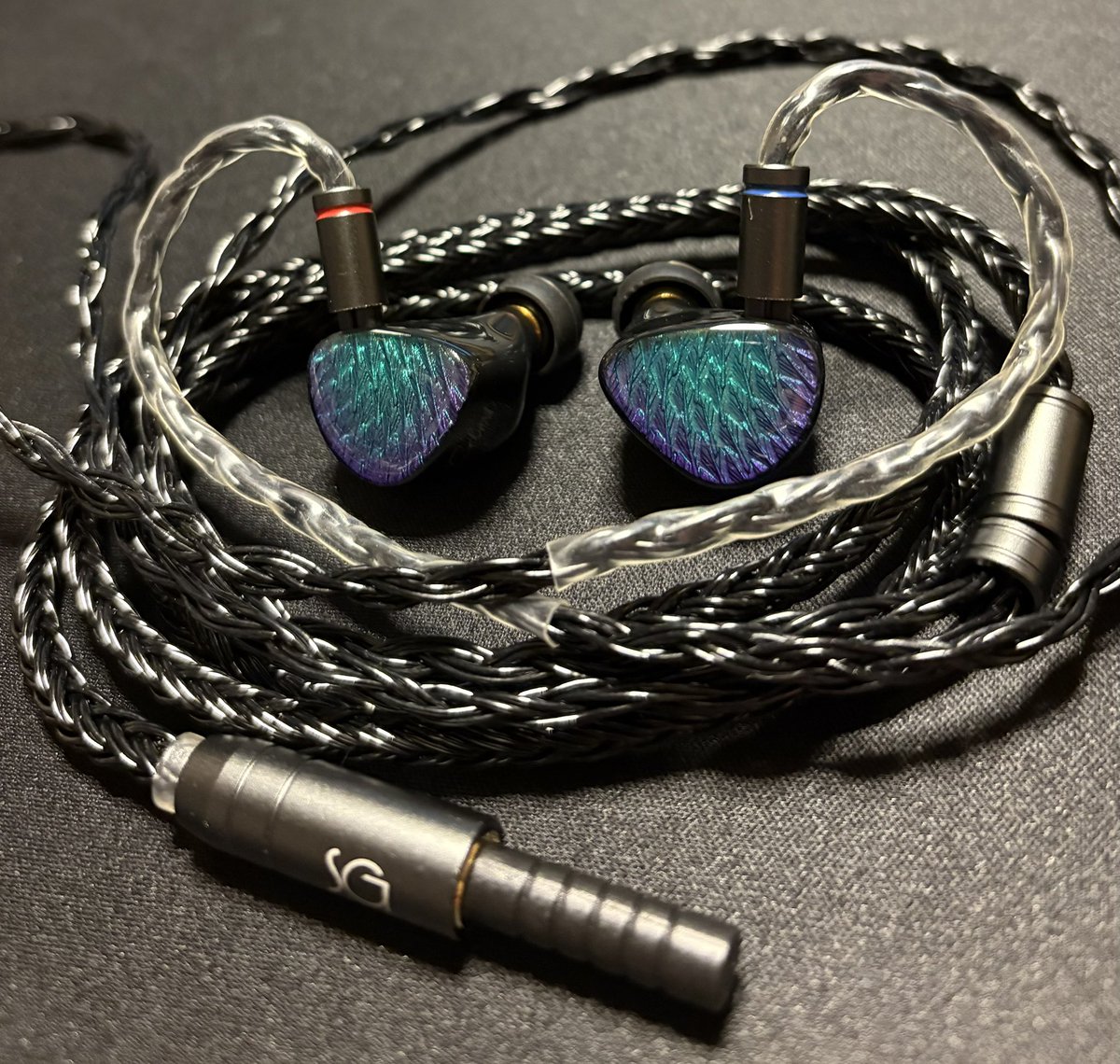 blackhorseout's tweet image. Wyvern Black Remasterこと
ワイバーンちゃん届きました🐎♪
早速SoundsGood Kirinと合わせてみました🐴(見た目サンプルどうぞ)
量感増えて良き🐴♪
イヤピはスパイラルドットPROです🐴
フェイスプレートがとっても綺麗です(*´ω｀*)
#イヤホン　#リケーブル　#SoundsGood