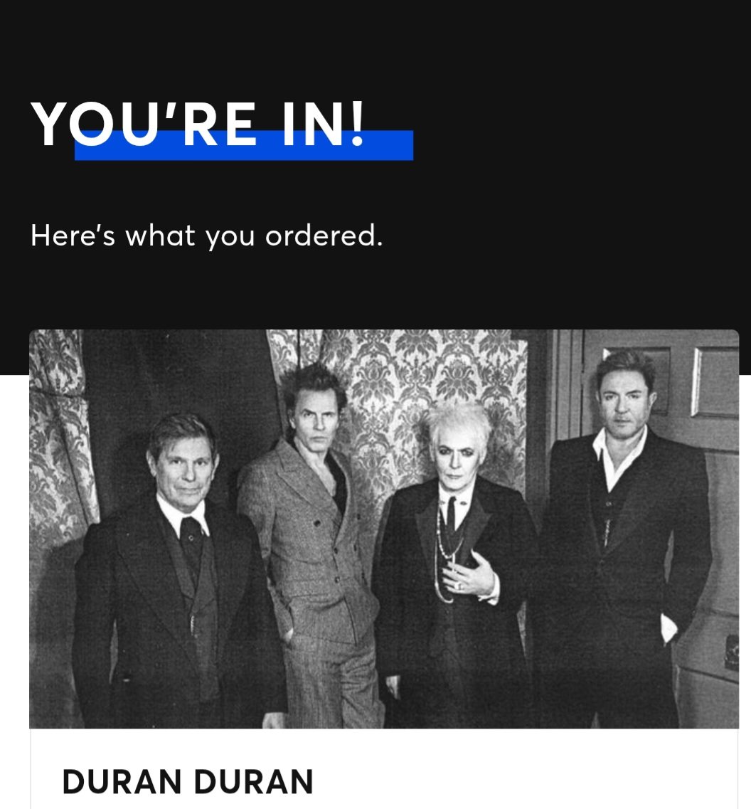 LauraHa85456040's tweet photo. @duranduran Finally managed to get tickets, so happy 😍 https://t.co/oaaloehhkB