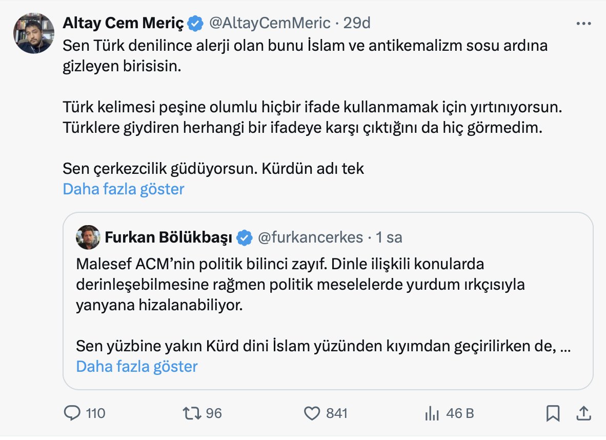 Gerçekten elemanları okuyorum. Siteye girmeme kararı almıştım ama arkadaşlar twiti ss atınca hemen geldim ön alayım diye.

Abemin KOR veya Furki'nin kanadı ile değil de 'dolunay kaplan' kanadı ile eşgüdüm içerisinde olduğu aşikar gibi.

Allah çarşısını pazar etsin
