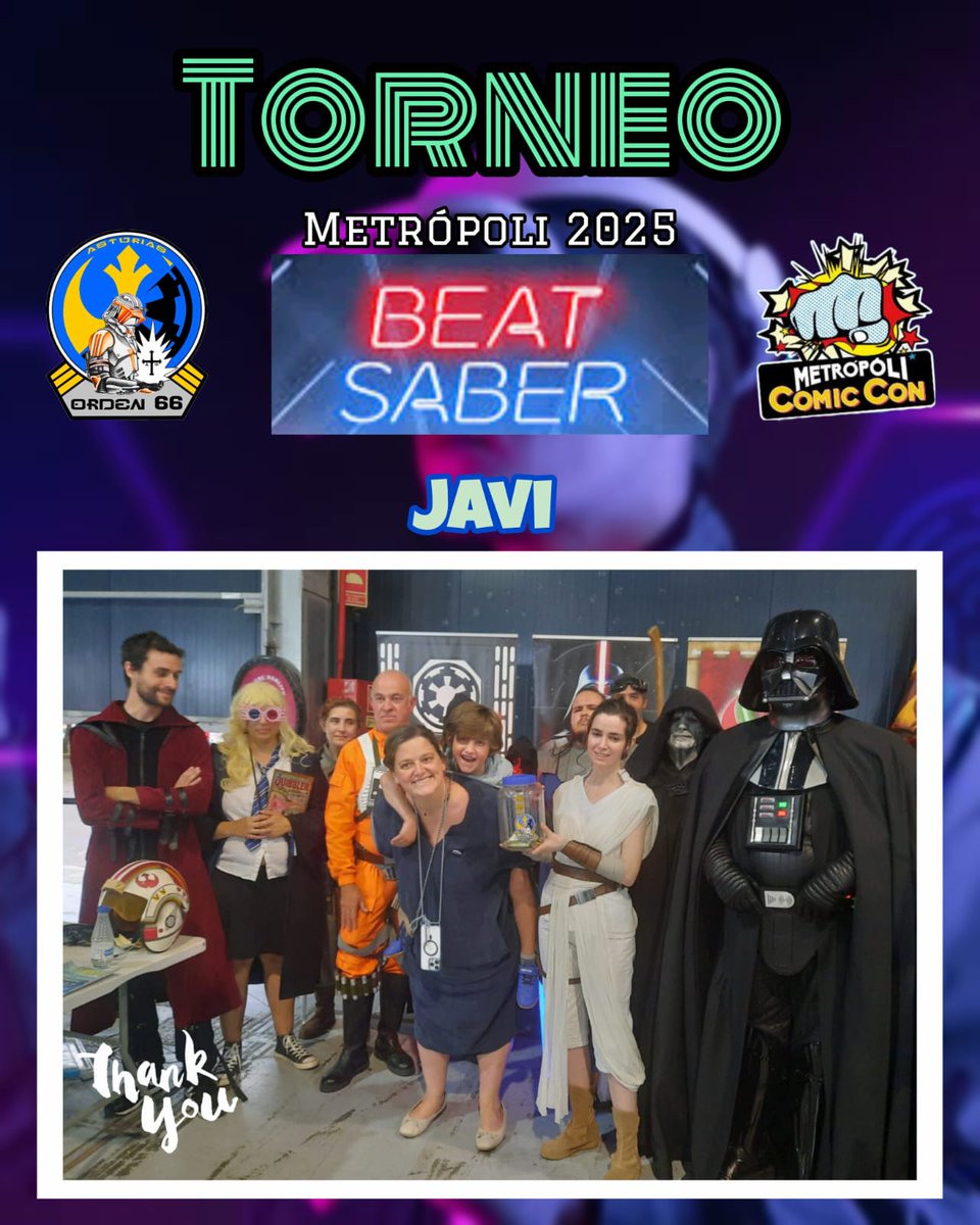 Jimena, Rostik y Lucas son los ganadores del torneo de VR Beat Sabers desarrollado el sábado y domingo durante la #MetropoliComicCon. 
Una partida: 1 €. Todo lo recaudado en el juego se entregó íntegramente a #ElÁngelDeJavi. 
La solidaridad mueve galaxias.
Gracias.