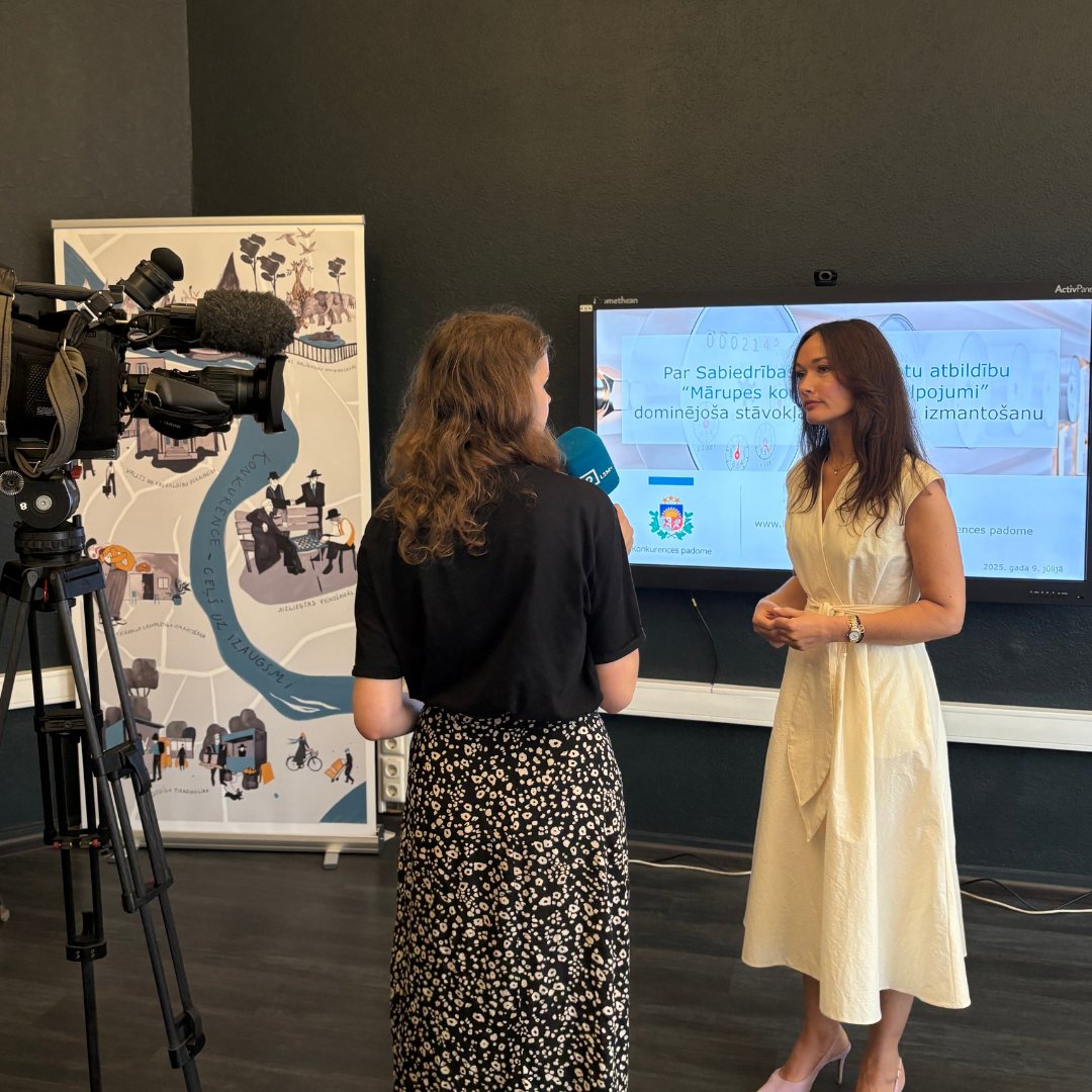 <a href="/KPgovLV/">Konkurences padome</a> preses konferencē informēja par lēmumu, ka SIA “Mārupes komunālie pakalpojumi” ļaunprātīgi izmantojusi dominējošo stāvokli. Par īstenoto piemērots naudas sods 78 055,79 EUR.
🔗 Uzzini vairāk: ieej.lv/W2ztt
📹 Preses konferences ieraksts: ieej.lv/AmUgM