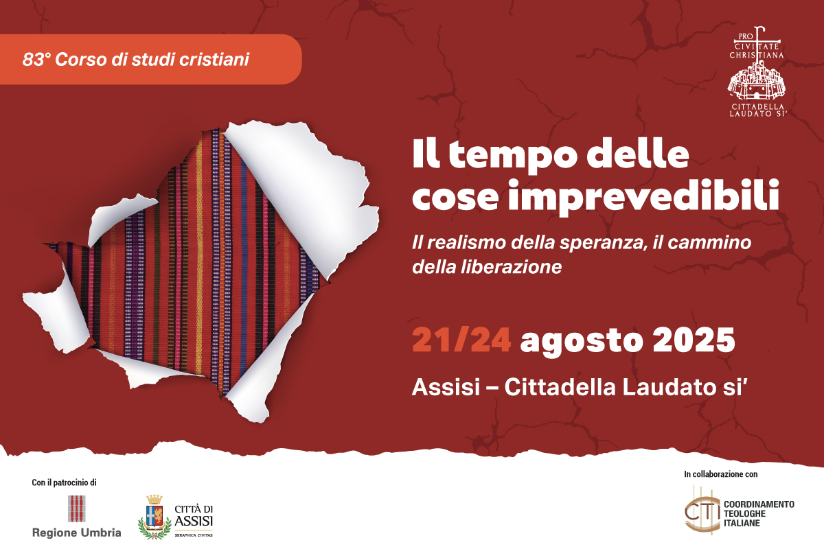 CittadellAssisi's tweet photo. È disponibile il programma definitivo dell'83° Corso di Studi Cristiani dal titolo "Il tempo delle cose imprevedibili" dal 21 al 24 agosto 2025 presso la Cittadella Laudato si' di Assisi.Prenotazioni fino al 14 agosto.
Scaricate la versione stampabile da https://t.co/0qXLJi4bD9 https://t.co/BnfOgQAfHe