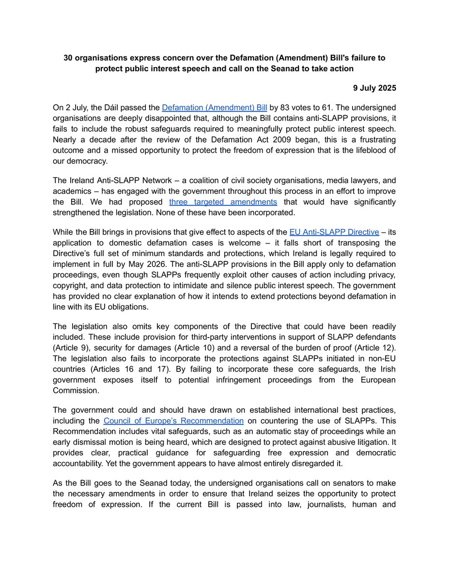 SenatorKeogan's tweet photo. Just when I was giving up on @rte, they decide to step up to protect our freedom of speech & expression.
Many ways of shutting down and silencing the public and this #DefamationBill is another blow to #FreeSpeech.
Contact your political representative in #SeanadEireann. This cannot be supported.