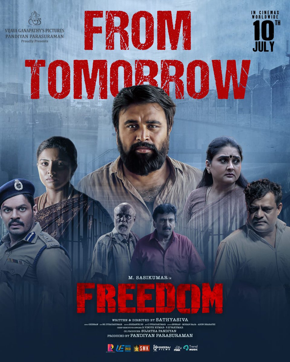 cinemapatti's tweet photo. The day is arriving for Freedom !
Just a day ahead to catch up the @SasikumarDir's Jail Break thriller #Freedom in theatres !!
Sneak Peek https://t.co/003m36Zr4b
#FreedomFromJuly10
Music by @GhibranVaibodha
Directed by @Sathyasivadir
Produced by @vijayganapathys @PandiyanParasu
@jose_lijomol @thesudevnair @DirectorBose @TheBrandMax