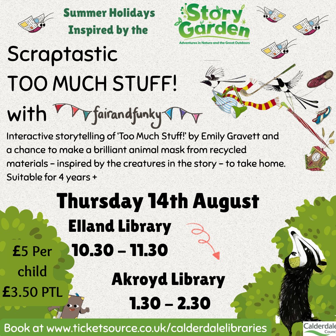 CMBClibraries's tweet image. We are thrilled to be working alongside fairandfunky in some Scraptastic sessions this summer.
Taking inspiration from Nature's Tiny Miracle Bee and Too Much Stuff! these sessions are a chance to see recycled materials in a whole new light and unleash the creativity within.