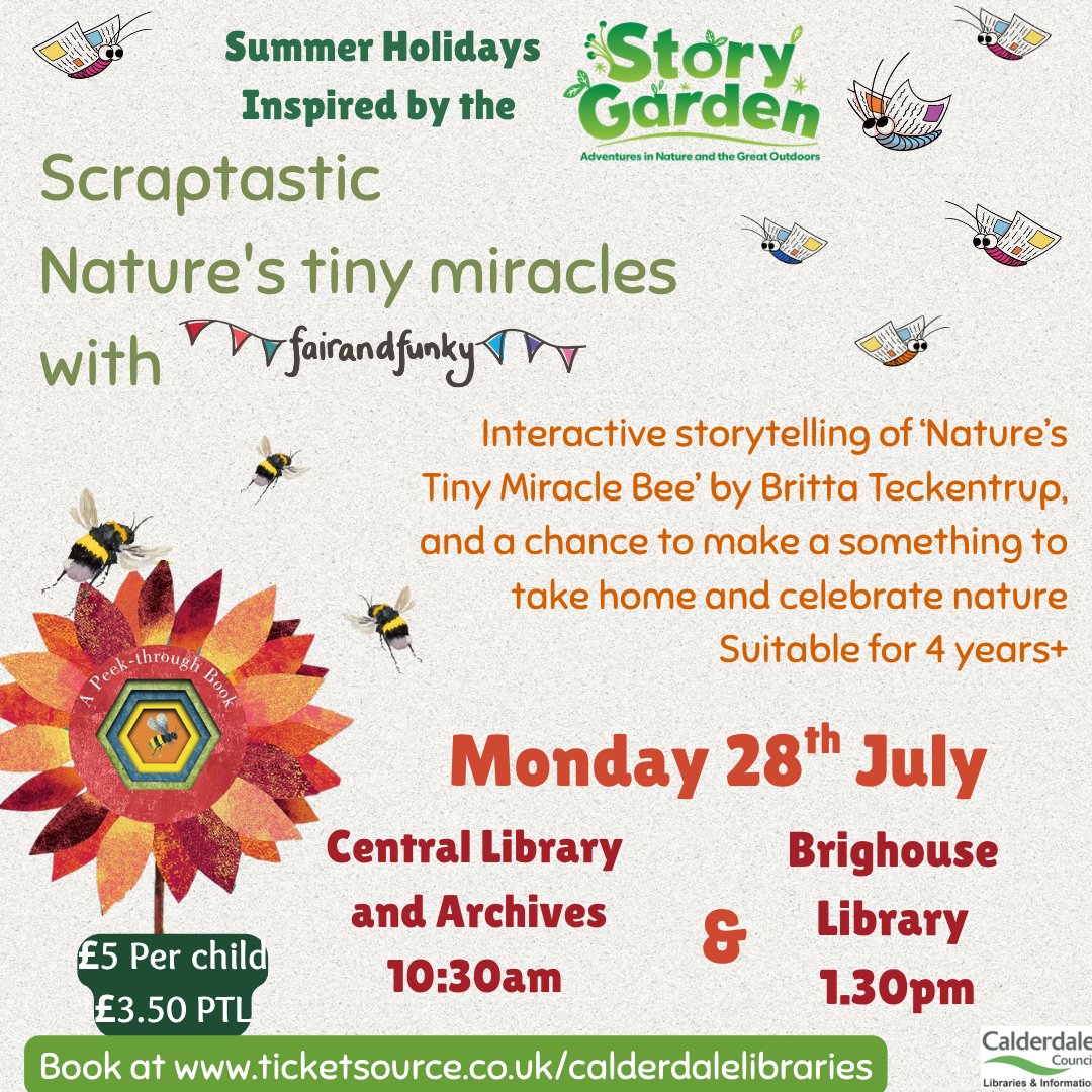 CMBClibraries's tweet image. We are thrilled to be working alongside fairandfunky in some Scraptastic sessions this summer.
Taking inspiration from Nature's Tiny Miracle Bee and Too Much Stuff! these sessions are a chance to see recycled materials in a whole new light and unleash the creativity within.