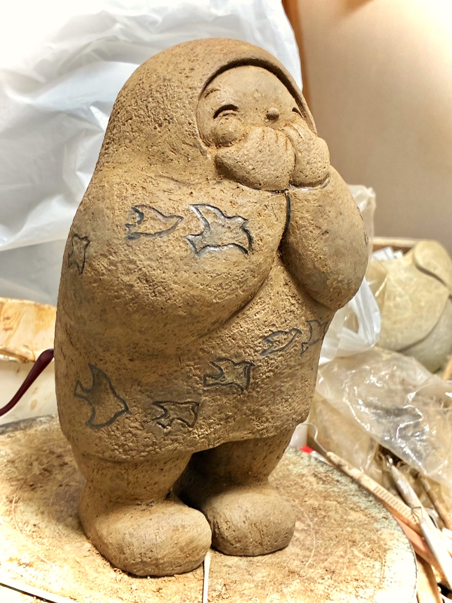 御確認用 つちびと 可南 ⑮ 猫 人形 陶器 作家物 ハンドメイド 御確認用 つちびと 可南 ⑮ 猫 人形 陶器 作家物 ハンドメイド 陶芸