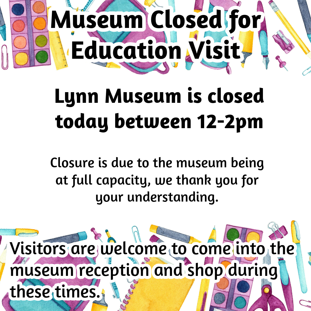 Lynn Museum will be closed between 12-2pm today, Thursday 10 July, for education visits. 🚸

🛎️ Visitors are welcome to come into the museum reception and shop during these times. Thank you for your understanding. Book your visit: tinyurl.com/ym67ur9u