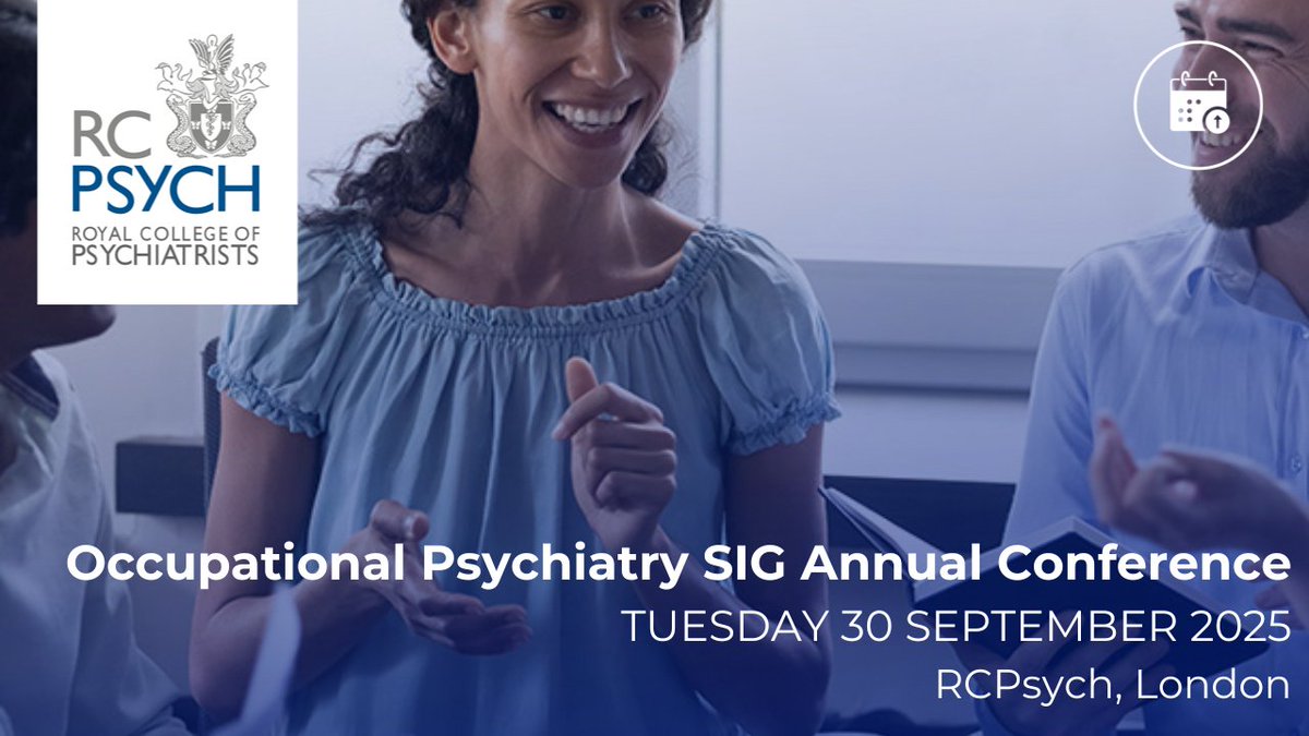 rcpsych's tweet image. Take part in this year's Occupational Psychiatry SIG poster competition!
You can view further details, as well as the event booking link, here: rcpsych.ac.uk/events/confere…