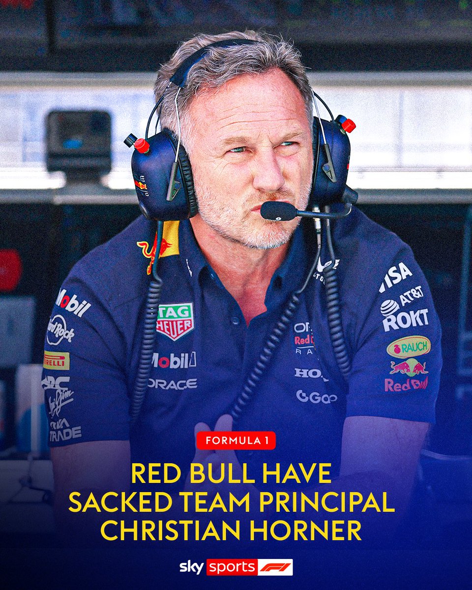 SkySports's tweet photo. Red Bull have released Christian Horner from his operational duties with immediate effect and have appointed Laurent Mekies as CEO of Red Bull Racing 🚨 https://t.co/nj0mf9b1MZ