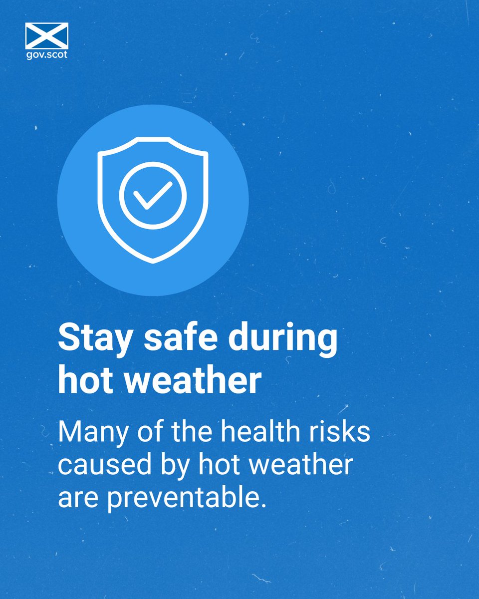 We may joke about the weather in Scotland, but heat is a real risk that can affect anyone.
 
Ready Scotland has tips on having a safe and comfortable summer.
 
Find advice on preparing for hot weather at ready.scot/respond/severe….