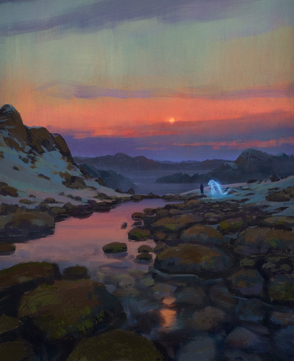 joeypoolart's tweet image. Concept painting for a new personal illustration series I&apos;m considering starting. Exploring themes of being lost and finding your way again.