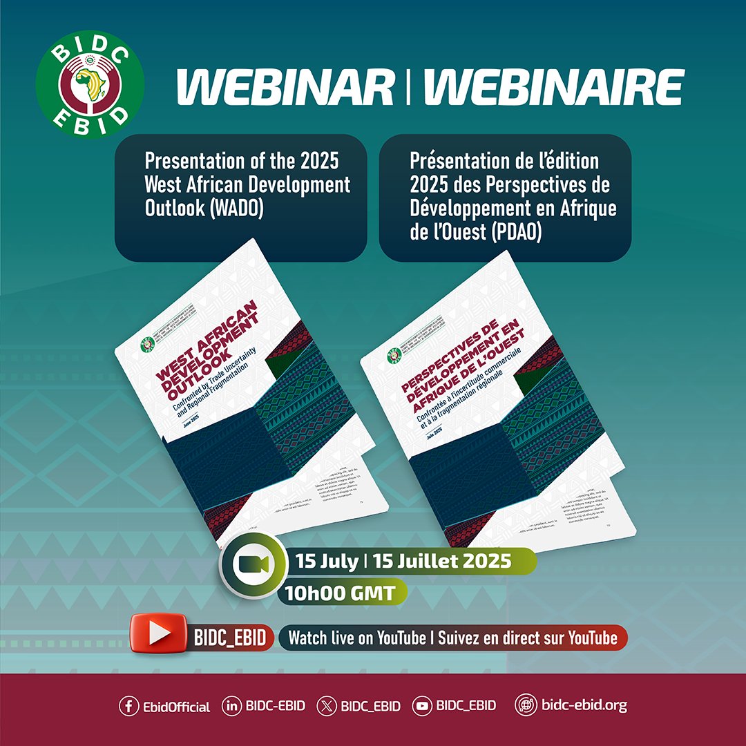 Join EBID on 15 July 2025 at 10:00 AM GMT for the official presentation of WADO 2025, themed “Confronted by Trade Uncertainty and Regional Fragmentation.” The webinar, streaming live on EBID’s YouTube channel, will unpack regional macroeconomic trends, trade challenges, and