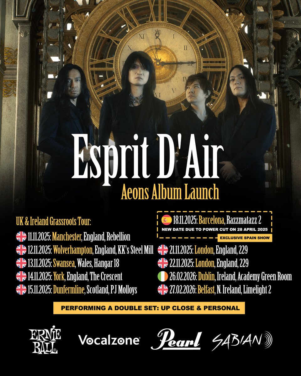 Stereoboard (@stereoboard) on Twitter photo NEW // J-rock band <a href="/espritdair/">Esprit D'Air</a> will celebrate the release of their upcoming album 'Aeons' with a UK tour in November, and a pair of Irish dates in February!
Tickets go on sale here, from 10am Friday 👉 tinyurl.com/5er22dxz NEW // J-rock band <a href="/espritdair/">Esprit D'Air</a> will celebrate the release of their upcoming album 'Aeons' with a UK tour in November, and a pair of Irish dates in February!
Tickets go on sale here, from 10am Friday 👉 tinyurl.com/5er22dxz