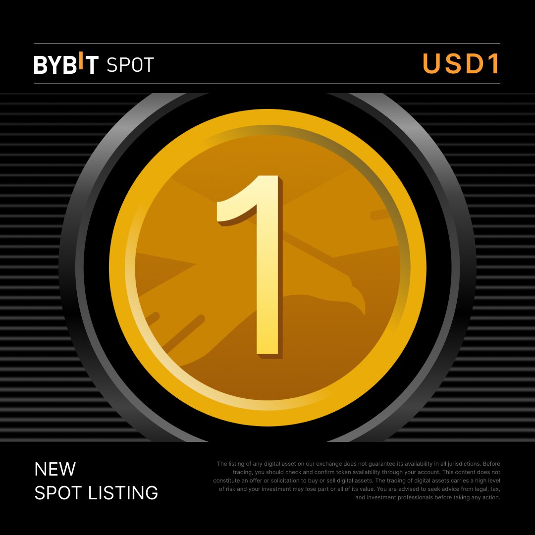 📣 $USD1 is officially listed on #BybitSpot with <a href="/worldlibertyfi/">WLFI</a>! Trade and deposit #USD1 to share from the 300,000 USD1 Prize Pool

🌐 Learn more with Lens: i.bybit.com/pZaabkB
📈 Trade now: i.bybit.com/1CabKvHz

#BybitListing #TheCryptoArk