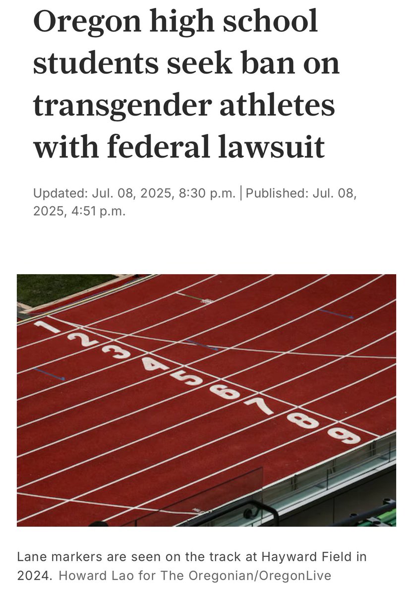 Fixed headline: Oregon high school students seek ban on male athletes in women’s sports with federal lawsuit