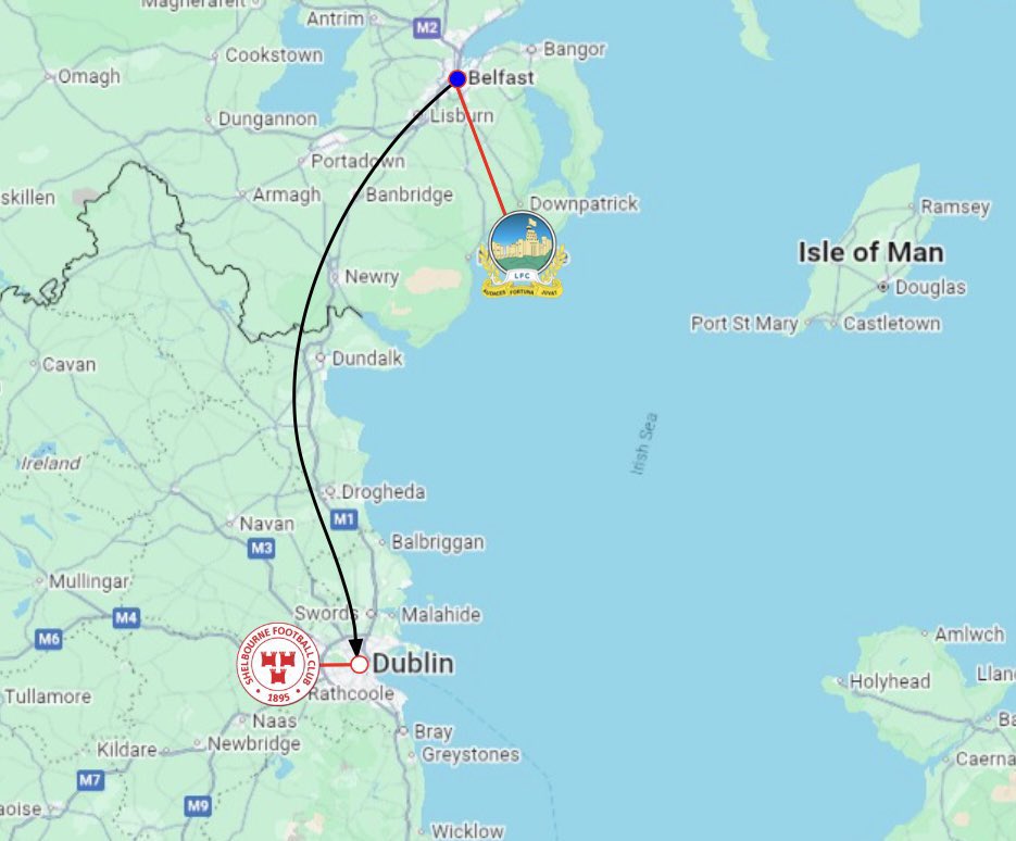 🇮🇪 Tonight the Champions League first qualifying round is serving us a TREAT!

Champions of Northern Ireland, Linfield are travelling south across the border to face Champions of the Republic of Ireland, Shelbourne in Dublin.

The two have NEVER met before!