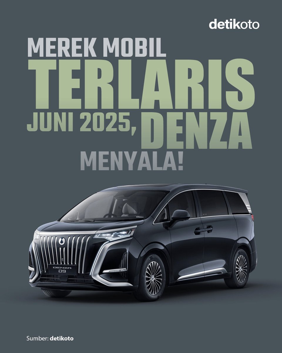 detikoto's tweet image. Penjualan mobil di Indonesia periode Juni 2025 mengalami penurunan. Di tengah ambrolnya penjualan berbagai merek, Denza mencatat rekor baru! 📈🚗⁣

&amp;gt;&amp;gt; oto.detik.com/mobil/d-800255…
⁣
#detikOto #Gaikindo