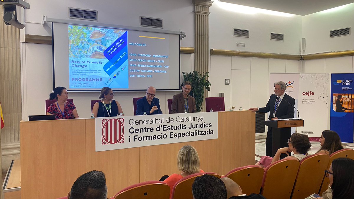 CEPprobation's tweet image. Over 50 justice professionals met in Barcelona for the 7th #CJPE Summer Course (1–4 July)!
Workshops, study visits, & powerful talks explored how to drive change in #prison, #probation & #restorativejustice across Europe. Read more: shorturl.at/n23VG