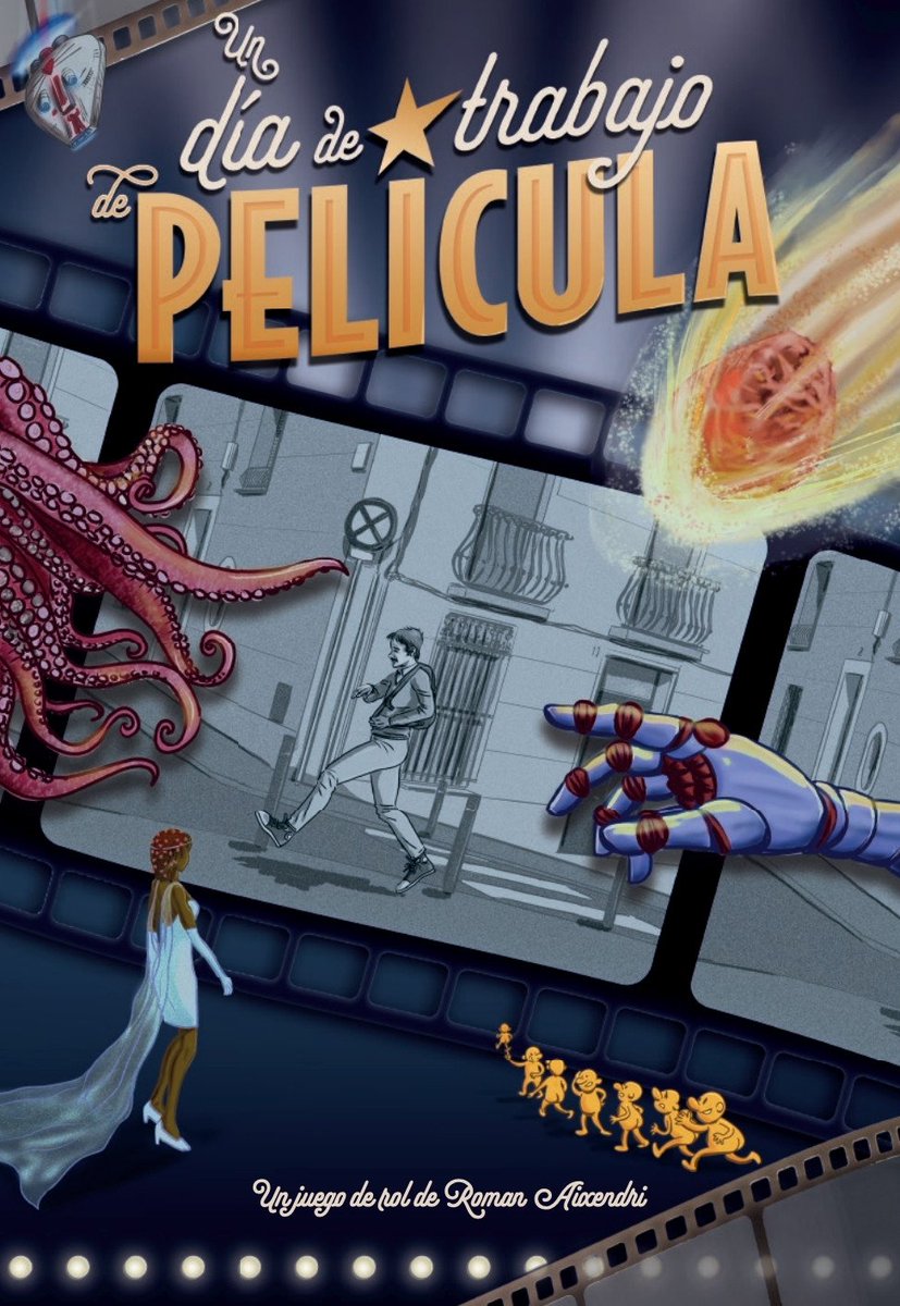 Voy a realizar un pequeño hilo sobre Un día de trabajo de película. Mi nuevo juego de rol en solitario que saldrá en septiembre 🧵👇  Las ilustraciones interiores y maquetación son obra de Viena Vantulà (<a href="/fiction_raiders/">Fiction Raiders</a>) y el juego ha contado con la revisión de <a href="/adria_prat/">Adrià Prat</a> 👇
