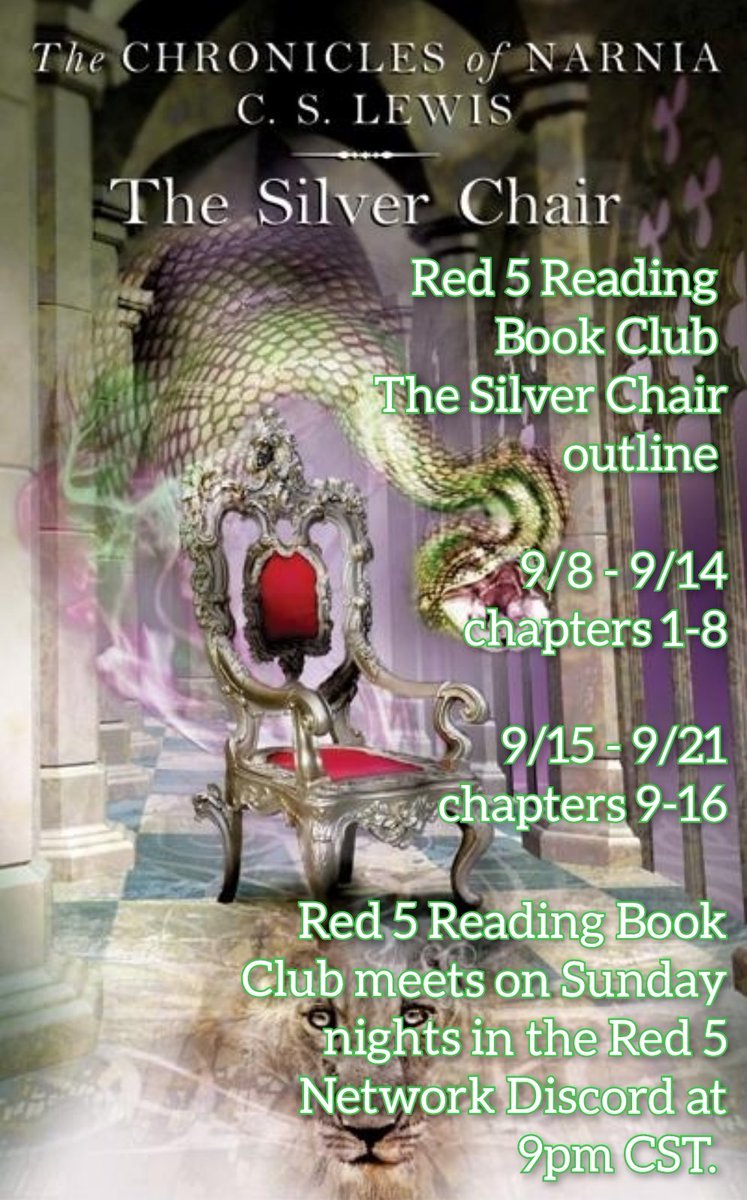 Red5Reading's tweet photo. The 6th book in the #Narnia journey is The Silver Chair. Shoot me a DM if you'd like to join us. 😊
#CSLewis #ChroniclesOfNarnia #WeAreRed5 #PoweredByRed5 https://t.co/u79zhtckI7