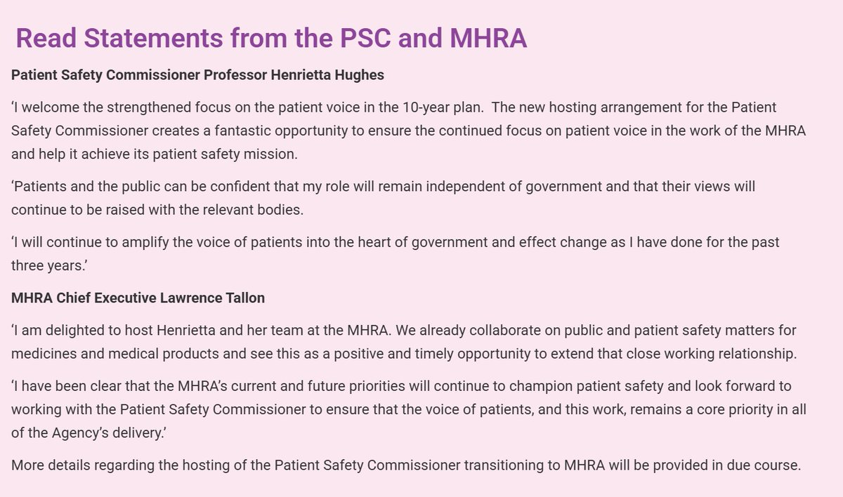 APPGHPTs's tweet image. 🚨 Five years on from the Cumberlege Review, we are alarmed by changes to the role of the Patient Safety Commissioner now to be hosted by the MHRA.

This risks undermining one of the few recommendations fully implemented and raises serious concerns about true independence.