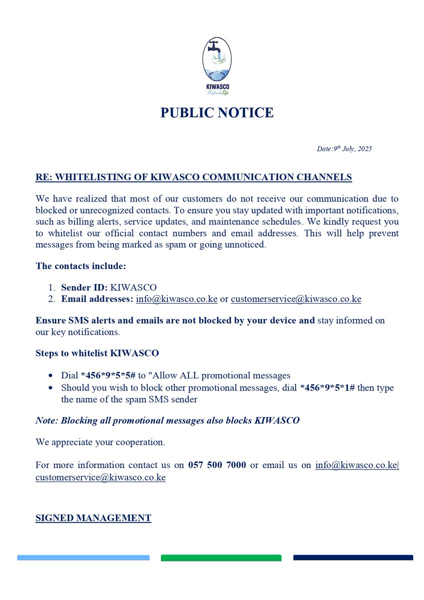 Please take note of the important notice below and take appropriate action.
#kiwasco
#RefreshLife